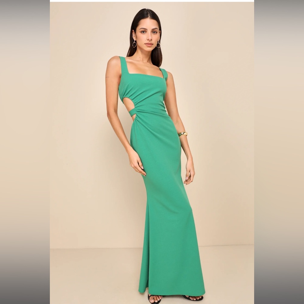 NWT Perfect Marvel Green Sleeveless Cutout Mermaid Maxi Dress